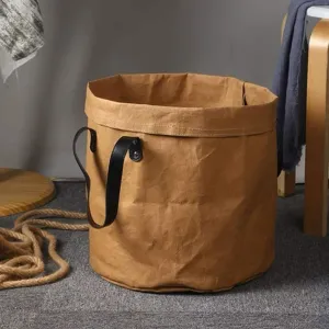 1 piece of kraft paper laundry basket toy storage box kraft paper handbag dirty clothes storage box