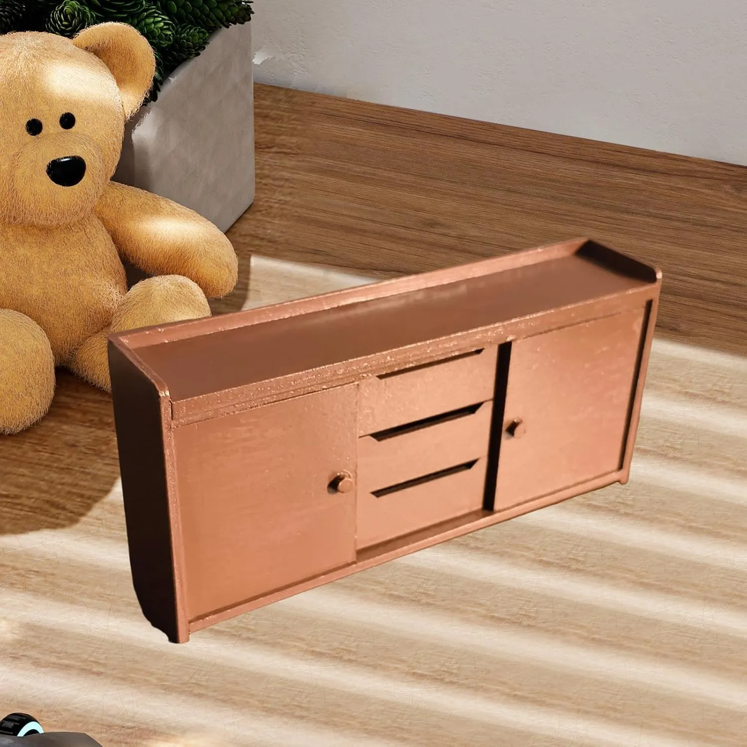 1:12 Dollhouse Wood Cabinet Display Cupboard Decoration,Simple,Furniture,Miniature Kitchen Cabinet for Living Room DIY Scene, Brown