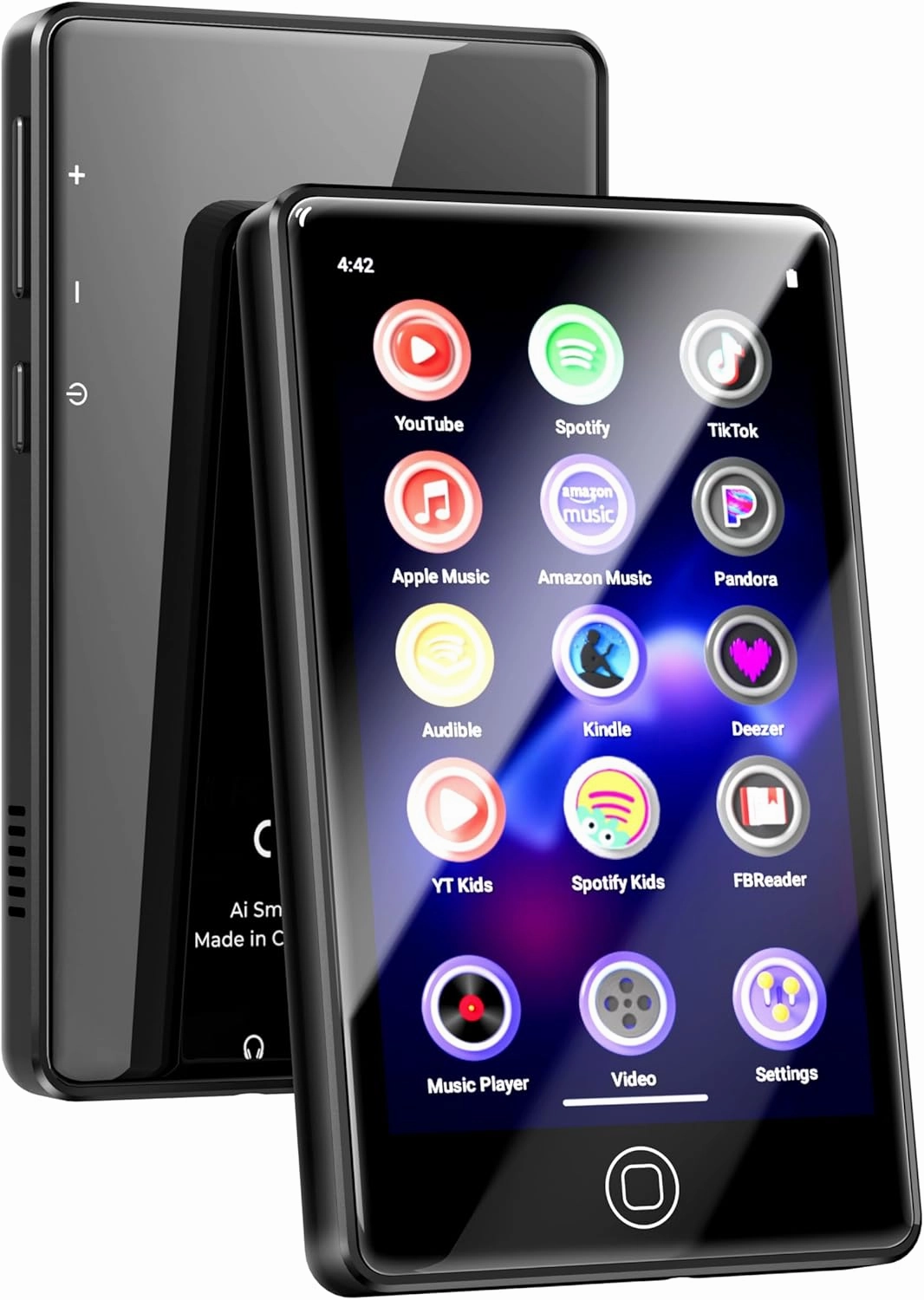 128GB MP3 Player with Bluetooth and WiFi, Android 14, 4GB RAM Portable HiFi Lossless, MP3 & MP4 Player for Kids with 4" Touchscreen, Music Player with Spotify, Amazon Music, Pandora, Play Store, Black
