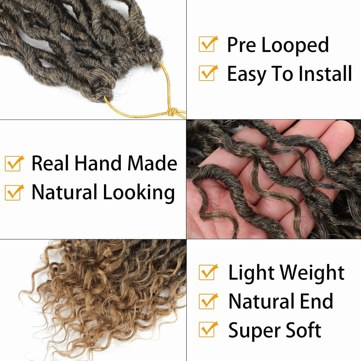12 Inch 8 Packs Goddess Locs Crochet Hair Faux Locs Crochet Hair for Women Pre Looped River Locs Hair with Curly Ends Synthetic (12 Inch 8 Packs, #1B/27)