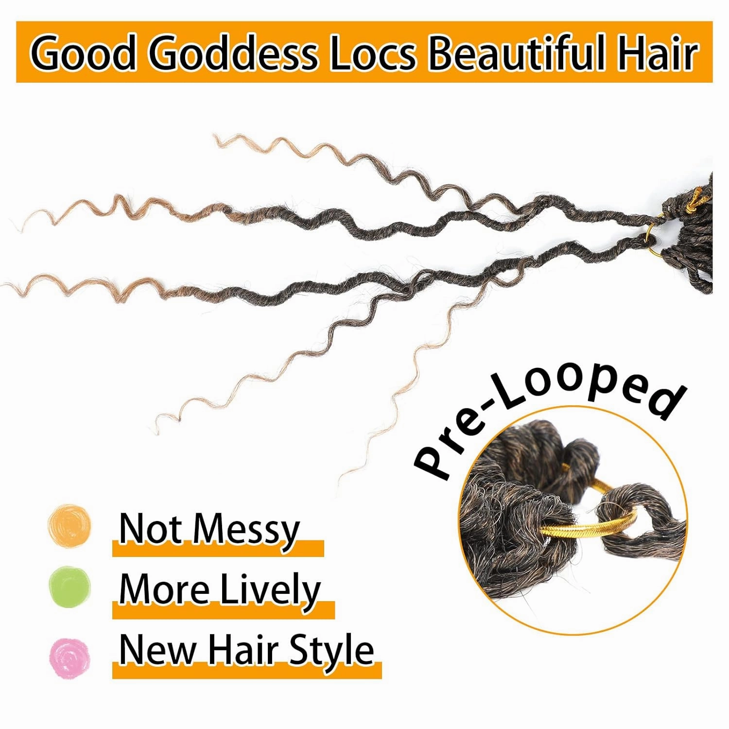 12 Inch 8 Packs Goddess Locs Crochet Hair Faux Locs Crochet Hair for Women Pre Looped River Locs Hair with Curly Ends Synthetic (12 Inch 8 Packs, #1B/27)
