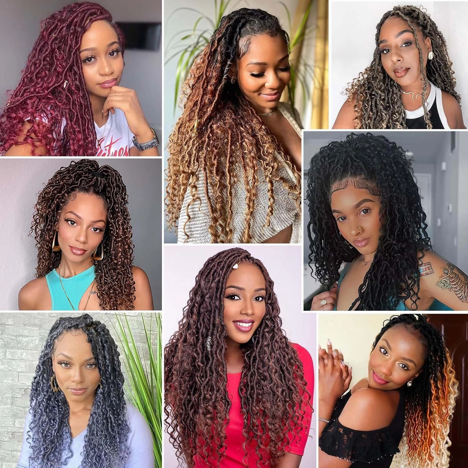 12 Inch 8 Packs Goddess Locs Crochet Hair Faux Locs Crochet Hair for Women Pre Looped River Locs Hair with Curly Ends Synthetic (12 Inch 8 Packs, #1B/27)