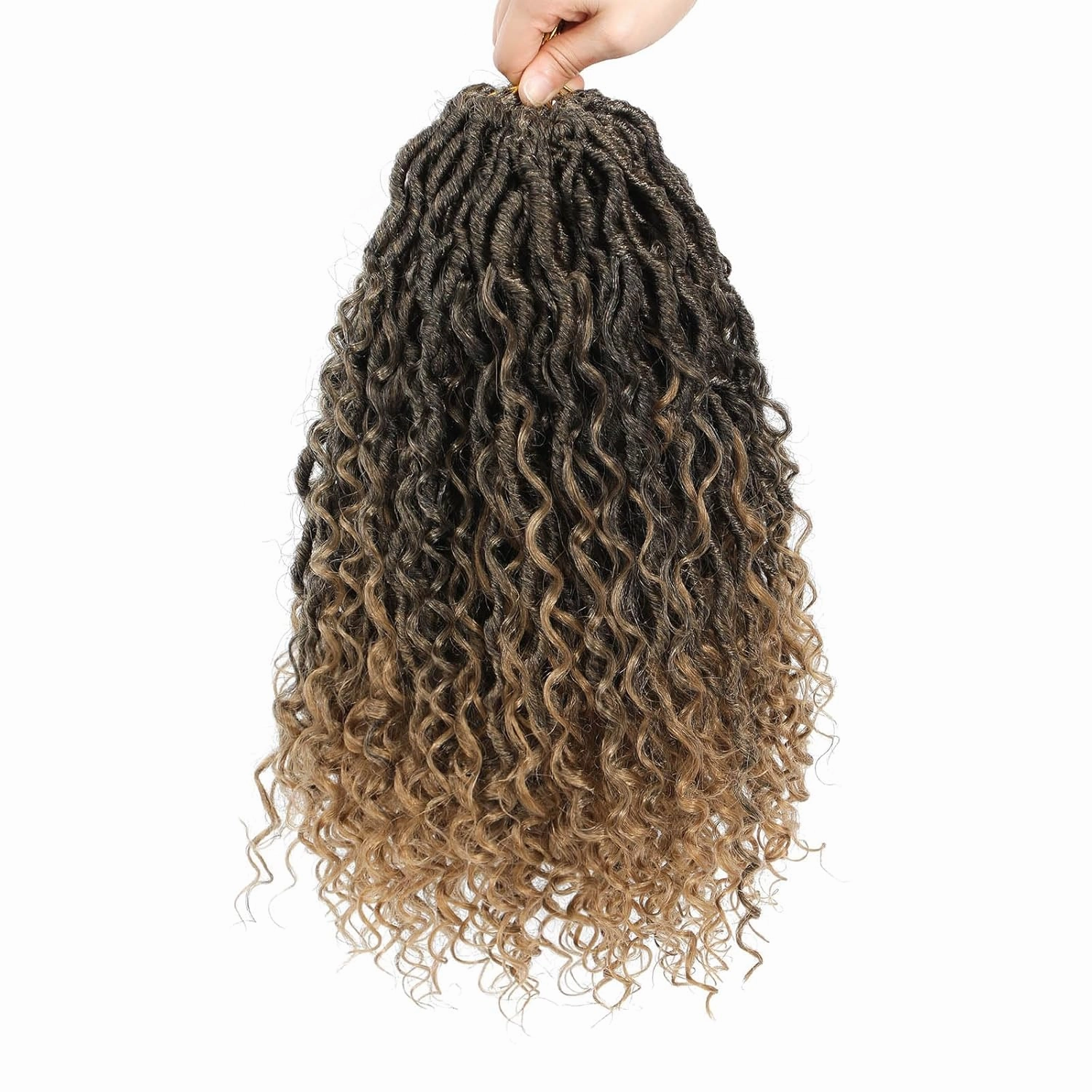 12 Inch 8 Packs Goddess Locs Crochet Hair Faux Locs Crochet Hair for Women Pre Looped River Locs Hair with Curly Ends Synthetic (12 Inch 8 Packs, #1B/27)