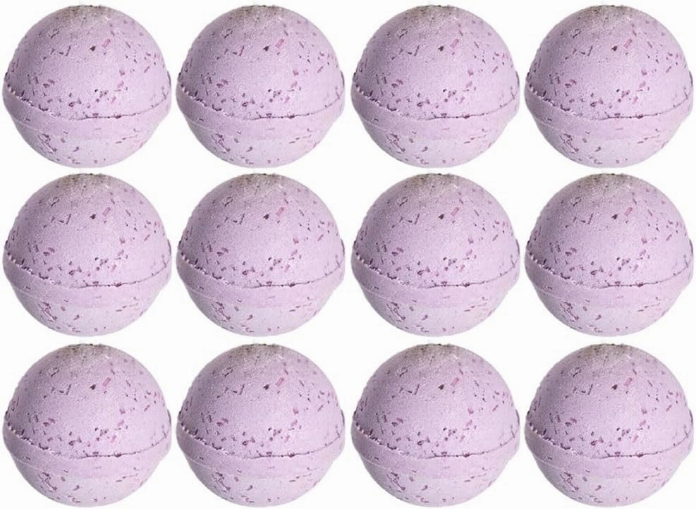 12 Pc Bath Bombs Lavender Scent Natural Fragrance Bubble Soak Spa Fizzy Fizzies Essential Oil Aromatherapy Relaxing Soothing Calm Luxury Muscle Relief Shower Steamer Self Care Bath Soak Relaxation