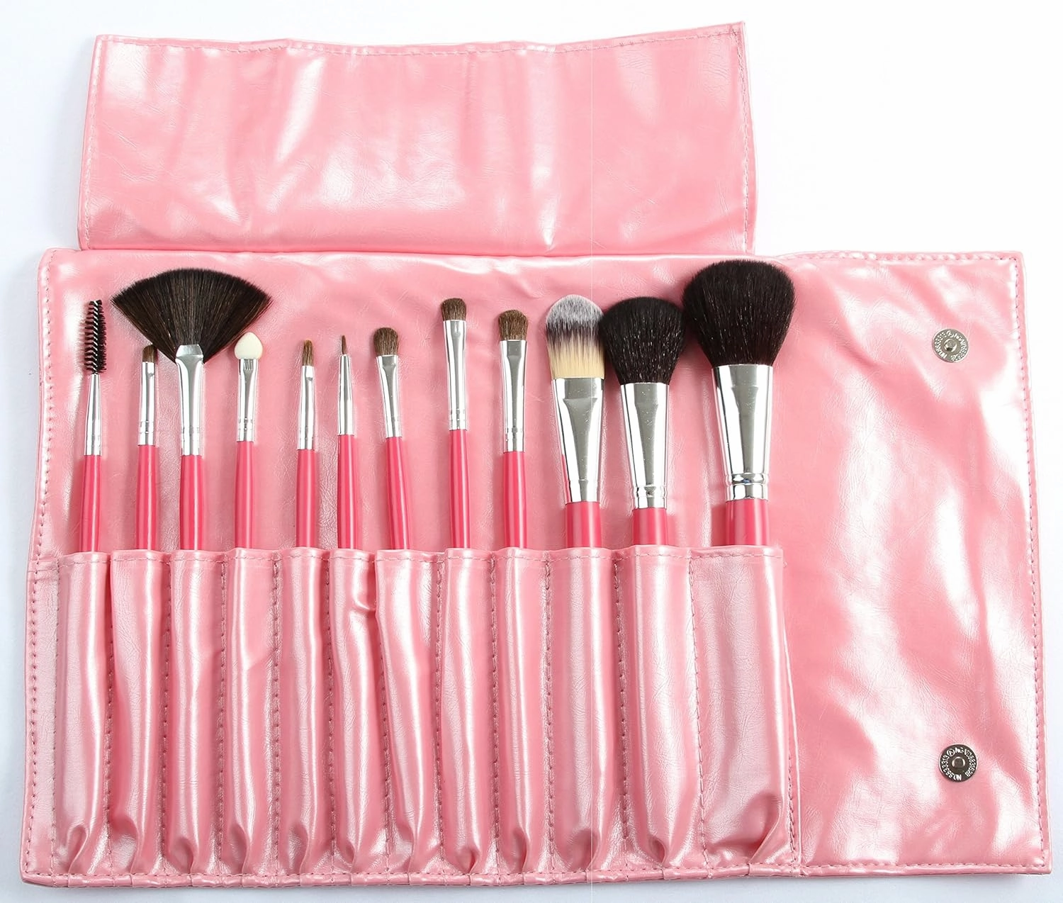 12 Pieces Makeup Brush Set, Pink with Makeup Blender Sponge and Travel Essentials Case