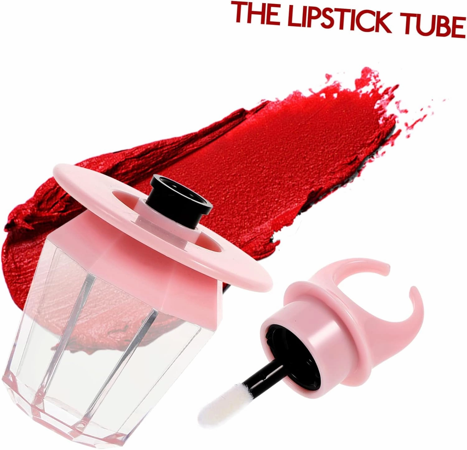 12pcs Lip Gloss Tube Women’s Rings Containers Clear Cosmetic Container Lip Gloss Empty Tubes Lip Wand Applicator Lip Tint Lip Oil Bottles Lipstick Stand Pink Plastic Printable