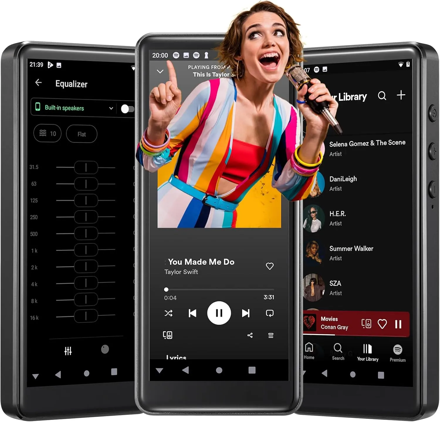 144GB MP3/MP4 Player with Bluetooth and WiFi 3.5mm Android Metal Body Excellent Hand Feel Jack Headphone 4" FHD Touchscreen Spotify Amazon Music Audio Player Speaker/Voice Recorder FM Radio