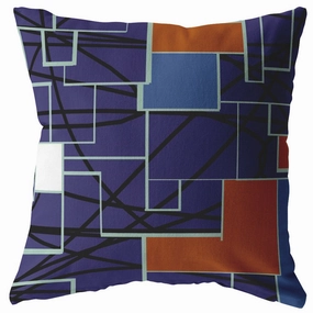 16" Navy Puzzle Piece Indoor Outdoor Zippered Throw Pillow