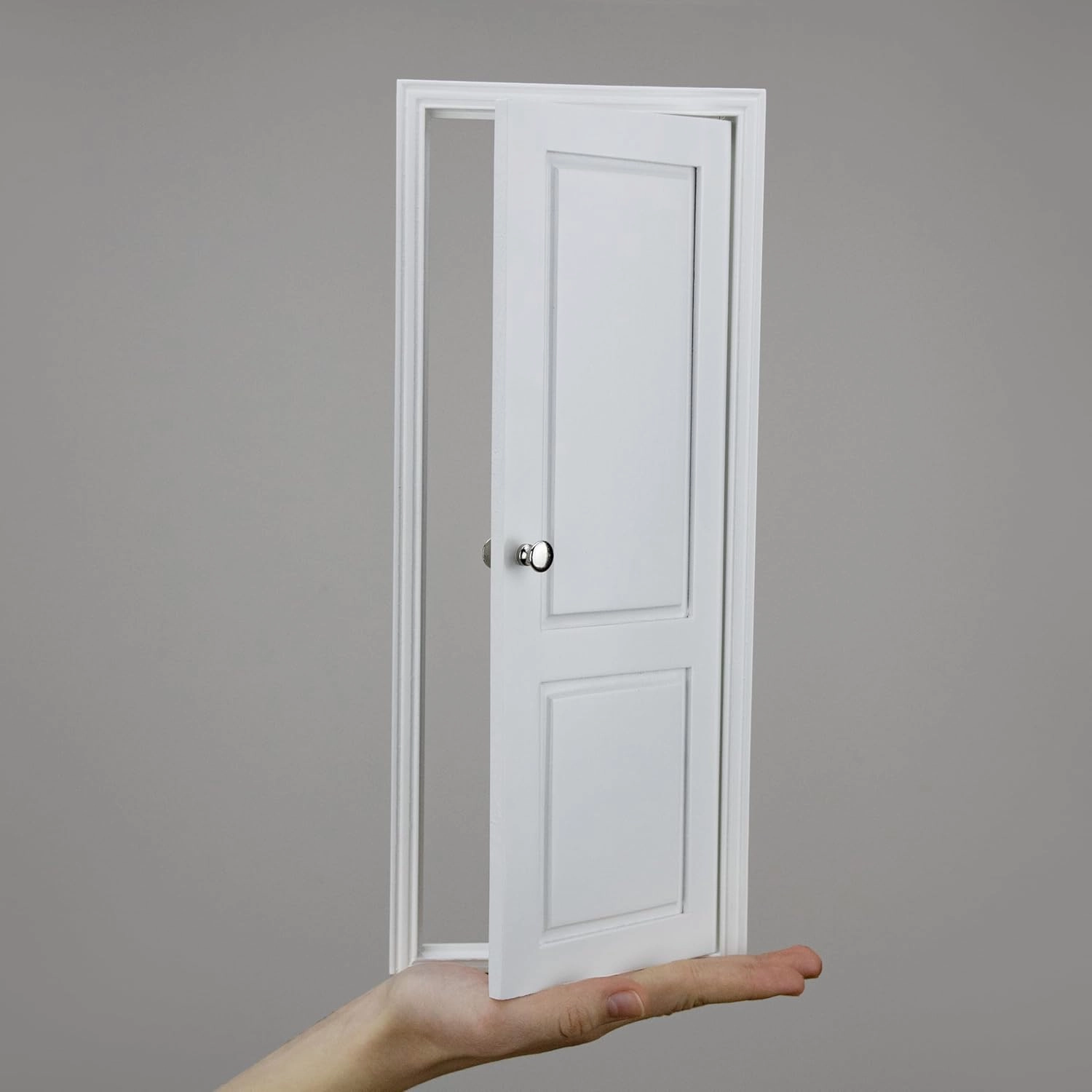 1/6 Scale Wooden Dollhouse 2 Panel Door – 2-Panel Design with Handles – Classic Design – Easy Installation– Multiple Colors Available (White)