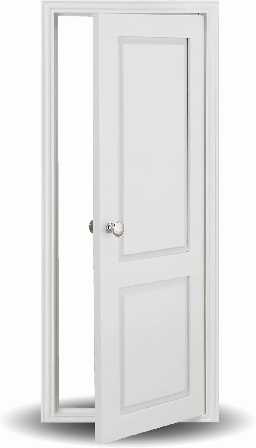 1/6 Scale Wooden Dollhouse 2 Panel Door – 2-Panel Design with Handles – Classic Design – Easy Installation– Multiple Colors Available (White)