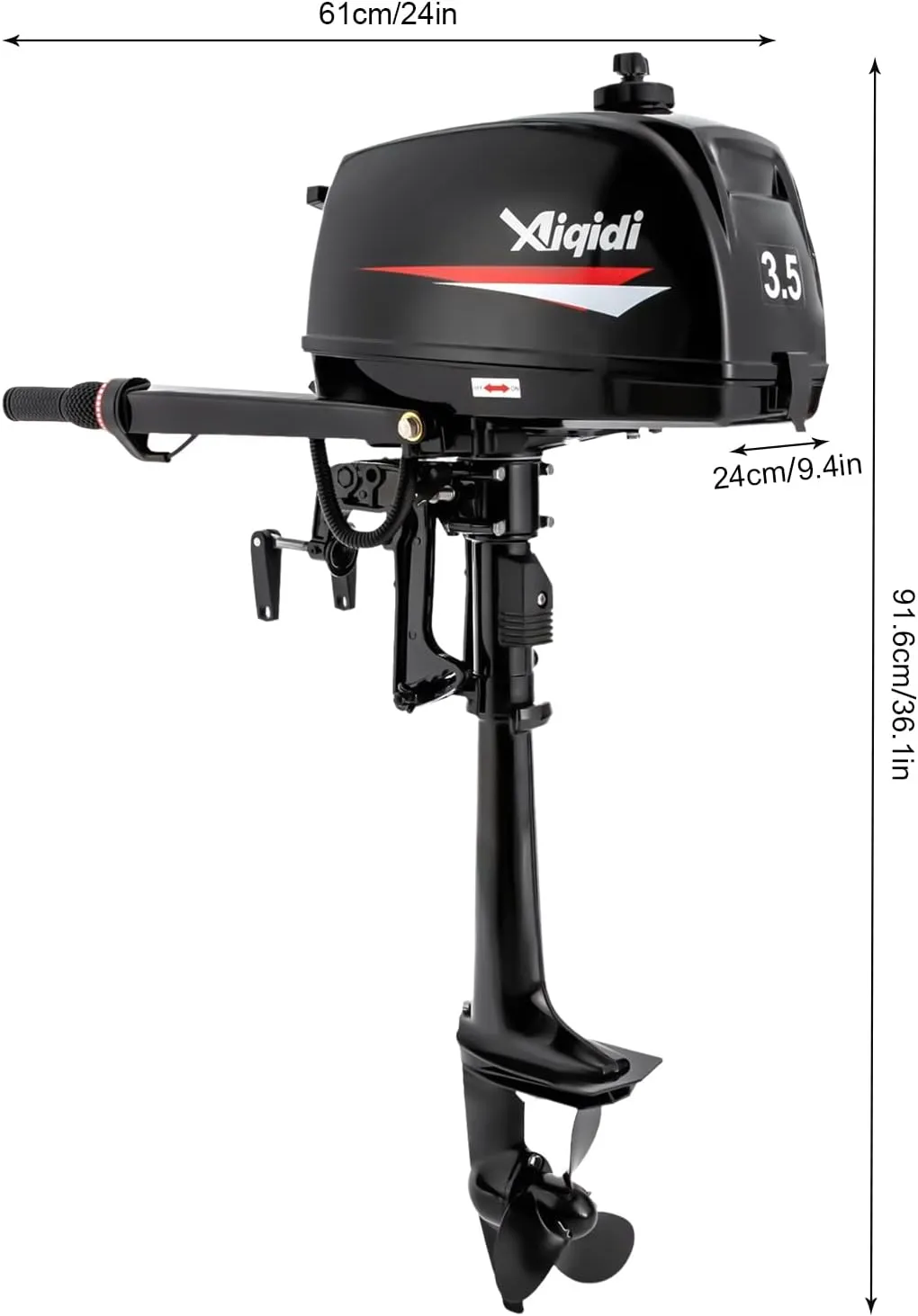 2 Stroke 3.5 HP Outboard Motor Engine Water Cooling System Heavy Duty Boat Engine Tiller Control 2.5KW 5000R/Min   Tool Bag For Fishing Aquaculture Outdoor Exploration
