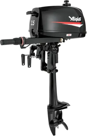 2 Stroke 3.5HP Boat Engine, Outboard Motor Boat Engine w/Water Cooling CDI System for Fishing Boat or Speedboat, Black