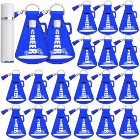20 Pcs Cheerleading Gifts Bulk Natural Lip Balm Holder with Tassel Hangable Keychain Charms Set Cheer Team Gifts for Cheer Teen Sports Party Supplies(Blue)