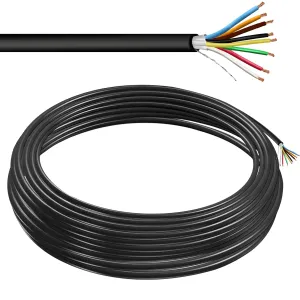 22 AWG 8 Conductor Stranded Shielded Plenum Cable CL3P Black Jacket for Security/Alarm/Access Control/Sound - 100 Foot Roll in a Bag Belden 6506FE Equivalent