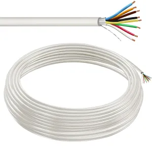 22 AWG 8 Conductor Stranded Shielded Plenum Cable CL3P White Jacket for Security/Alarm/Access Control/Sound - 100 Foot Roll in a Bag