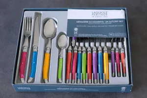 24-Piece Flatware Silverware Set with Forks Spoons and Knives Set for 6, Stainless Steel | Cutlery Set & Kitchen Utensils Set for Home or Restaurant, Multicolored