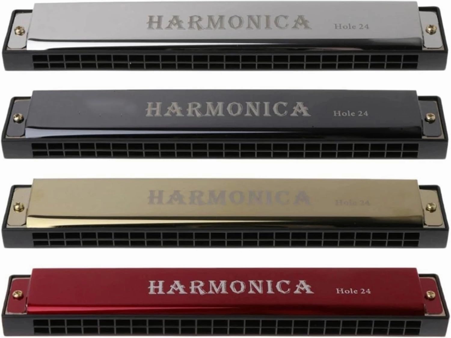 24 Hole C Tune Professional Harmonica Instrument Metal (Gold)