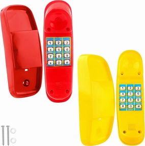 2 Pack Swingset Phone Toys Playground Swing Set Telephone Plastic Pretend Play Telephone with Numeric Key for Kids Outdoor Playground Treehouse Accessories (Yellow, Red)