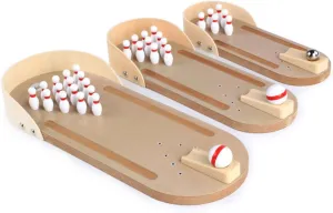 2sets Mini Desktop Bowling Toy Basketball Game Set Educational Wooden Toy for for Home Office School Decor Easy Assembly and Interactive Fun