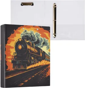 3 Ring Binder Electric Art Train Binder 1.5 inch with Clipboard PVC Pockets Fit 8.5 x 11 Inch Paper for School Office Supplies 1 Pack