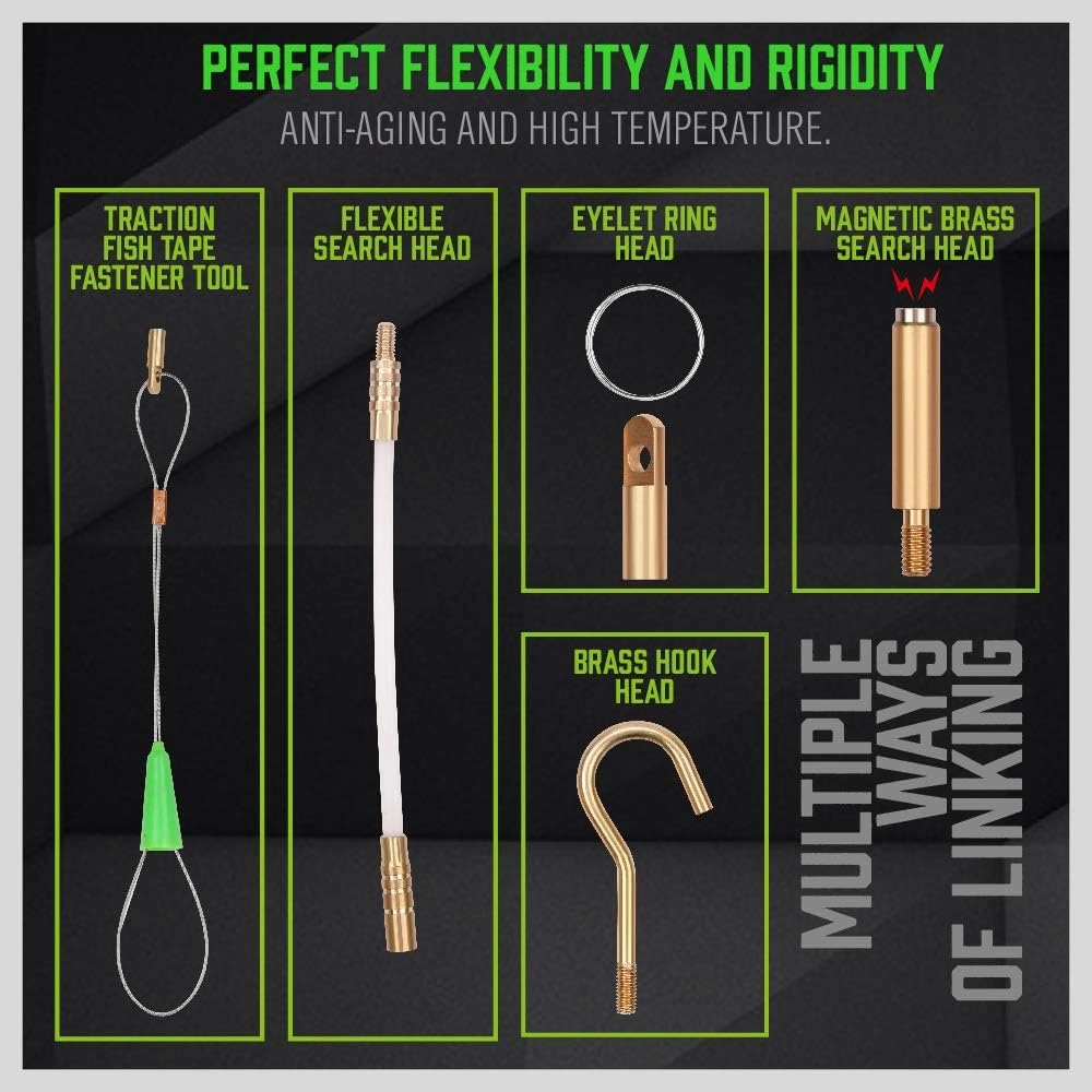 3.3m Fiberglass Electricians Push Pull Rods 4mm - Non-Conductive Cable Installation Tools
