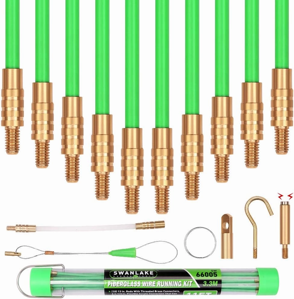 3.3m Fiberglass Electricians Push Pull Rods 4mm - Non-Conductive Cable Installation Tools