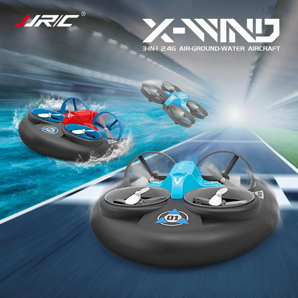 3 In 1 Sea Land and Air 360° Rolling Waterproof RC Drone,AIROKA Four Axis Aircraft High Speed Drift Cars RC Foam Boat Toys,For Beginners and gift to Boys or Girls(bule)