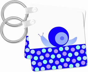 3dRose, Cute Blue Snail on Polka Dot Trail, Key Chain