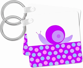3dRose, Cute Purple Snail on Polka Dot Trail, Key Chain