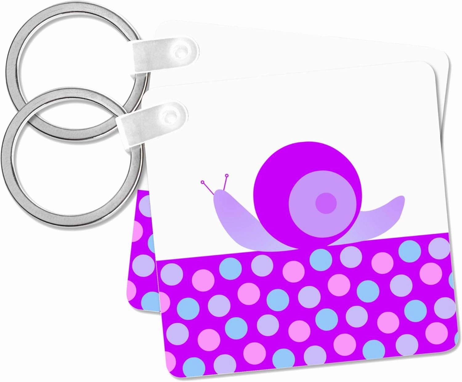 3dRose, Cute Purple Snail on Polka Dot Trail, Key Chain