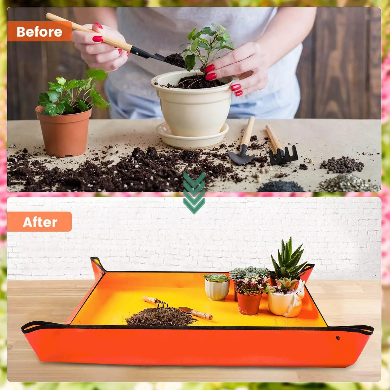 3PCS 39.5" x 31.5" Large Repotting Mat for Indoor Plant Care Control Dirt Portable Potting Tray Gardening Gifts for Women Men