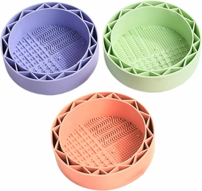 3Pcs Makeup Brush Cleaner Mat 3 in 1 Brush Cleaning Mat, Cosmetic Cleaner, Drying Holder ＆ Organizer Portable Silicone Makeup for Powder Puffs, Sponges