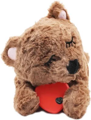 3T group Heartbeat Puppy Toy Sleep Aid for Dogs Heartbeat Toy for Puppy Stuffed Animal with Heartbeat for Puppies Plush Pillow Anxiety Relief Calming Dog Puppy Essentials Toys (Coffee)