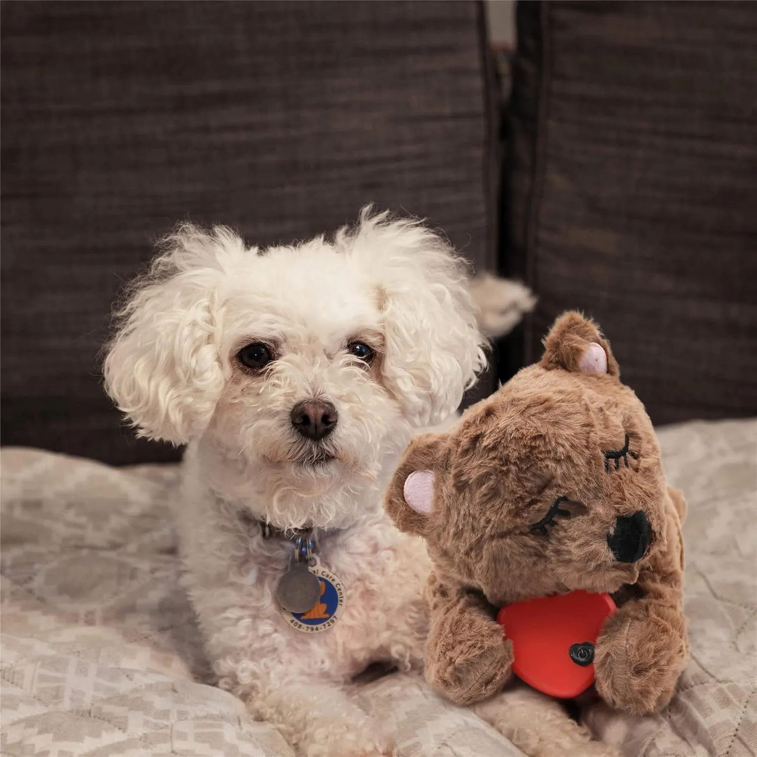 3T group Heartbeat Puppy Toy Sleep Aid for Dogs Heartbeat Toy for Puppy Stuffed Animal with Heartbeat for Puppies Plush Pillow Anxiety Relief Calming Dog Puppy Essentials Toys (Coffee)