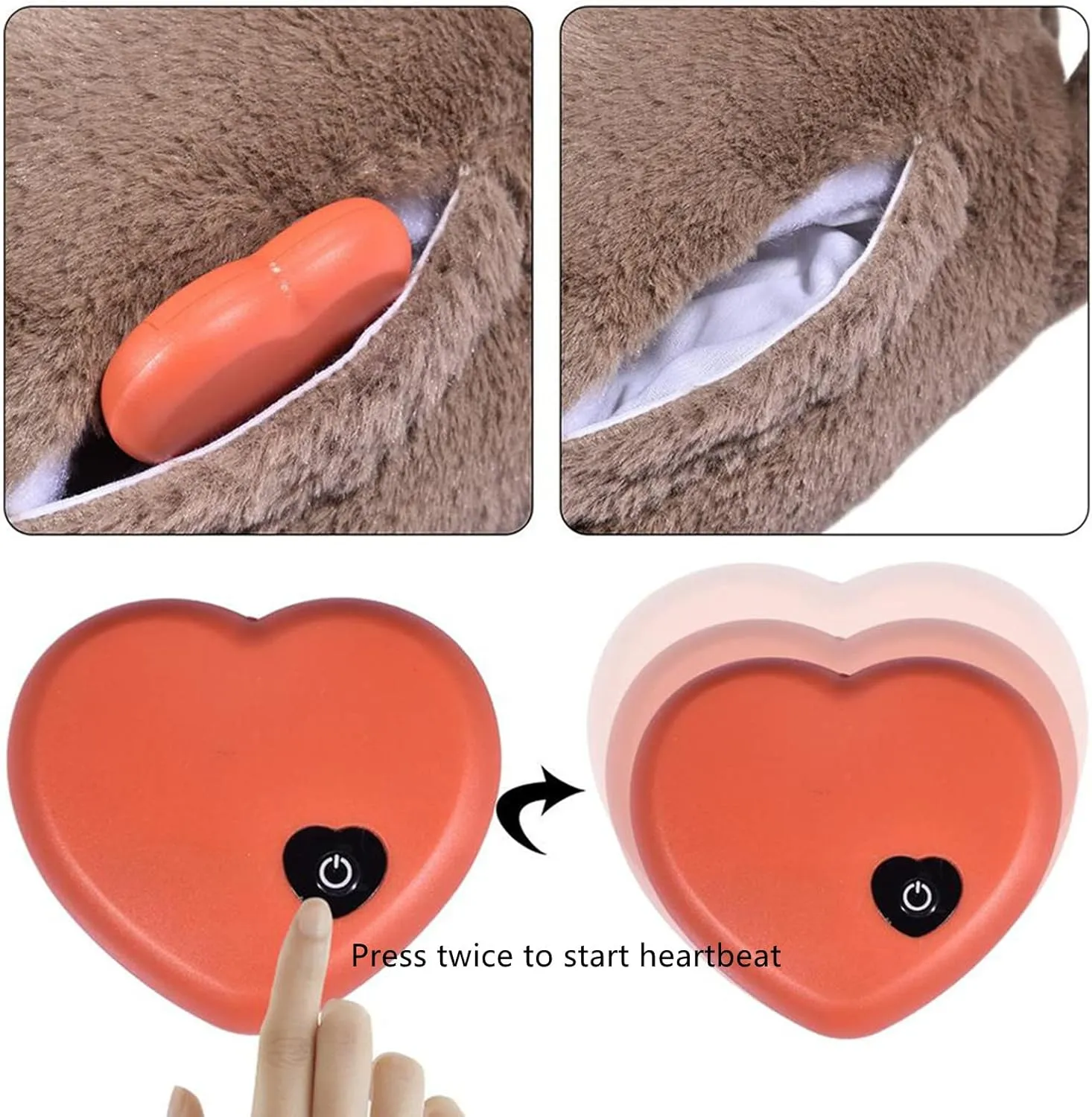 3T group Heartbeat Puppy Toy Sleep Aid for Dogs Heartbeat Toy for Puppy Stuffed Animal with Heartbeat for Puppies Plush Pillow Anxiety Relief Calming Dog Puppy Essentials Toys (Coffee)