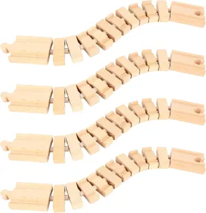 4 Pack Wooden Train Track Wood Train Track Expansion Packs Wooden Train Track Accessories Compatible with Major Train Railway Set