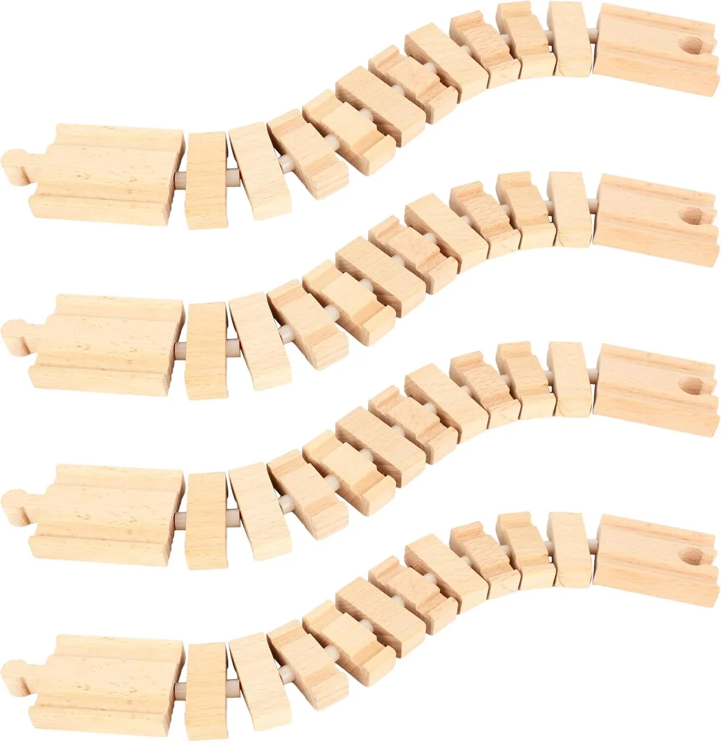 4 Pack Wooden Train Track Wood Train Track Expansion Packs Wooden Train Track Accessories Compatible with Major Train Railway Set