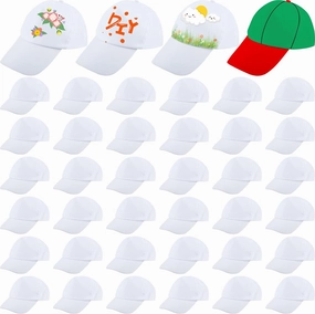 40 Pcs DIY Painting Baseball Caps Adjustable Baseball Hats Plain Blank Cap for Adult Kids Outdoor Sports