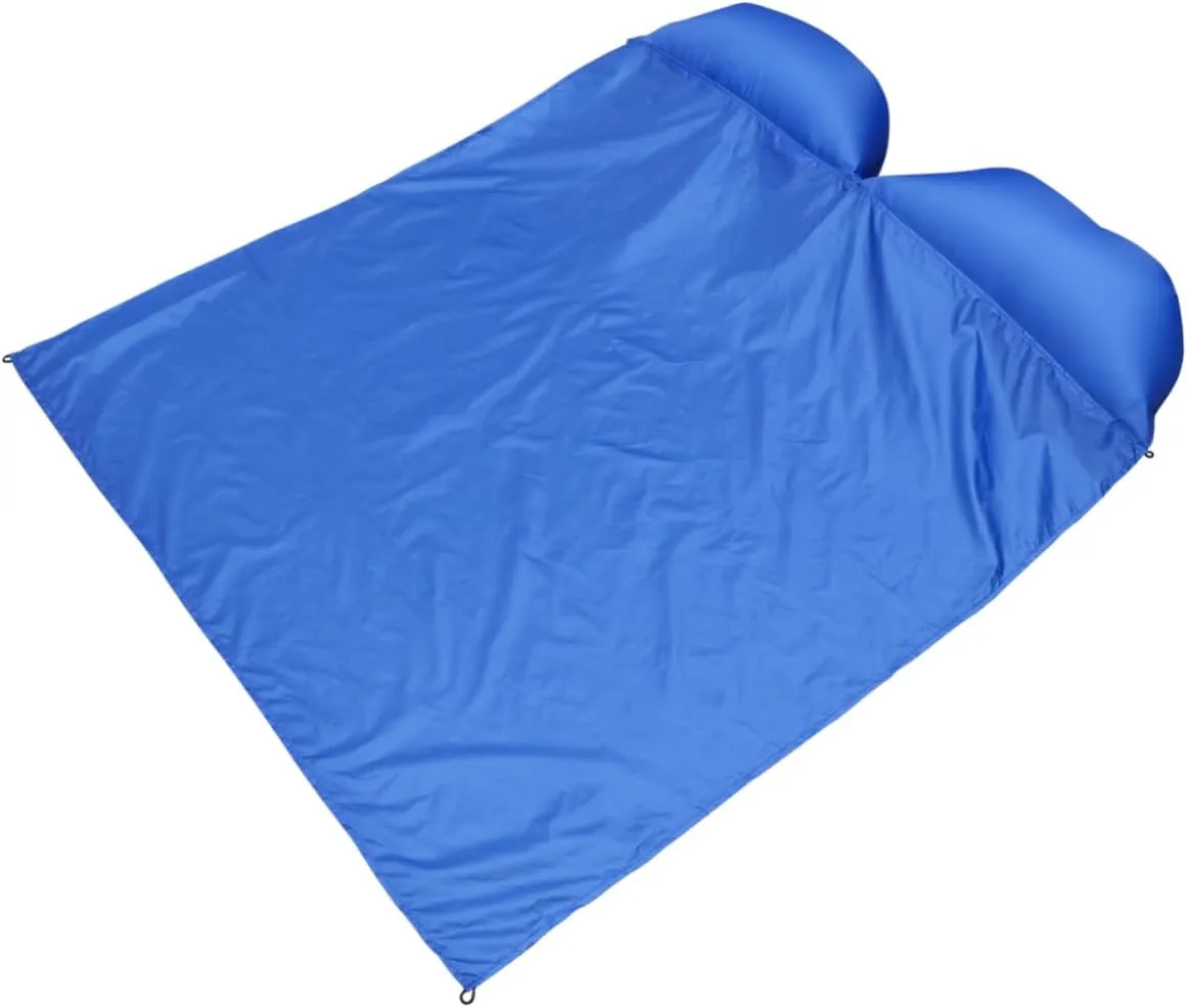 4Pcs Travel Inflating Sleeping Mat for Double Person Cushion with Reusable Nails Portable and Design for Outdoor Beach and Camping Activities Blue
