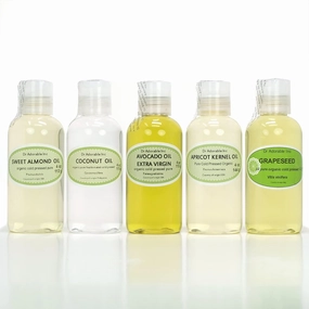 5 Variety Set All Natural Premium Organic 100% Pure Oils (Fractionated Coconut, Unrefined Extra Virgin Avocado, Apricot Kernel, Grapeseed, Sweet Almond) Hair Skin Nails Care