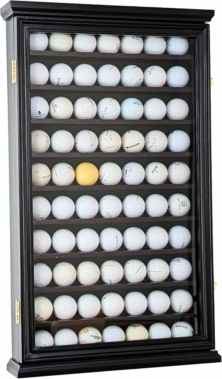 70 Golf Ball Display Case - Wall Mountable Cabinet with UV Protection Acrylic Door, Secure Shelves, and Lockable Latches (Black)