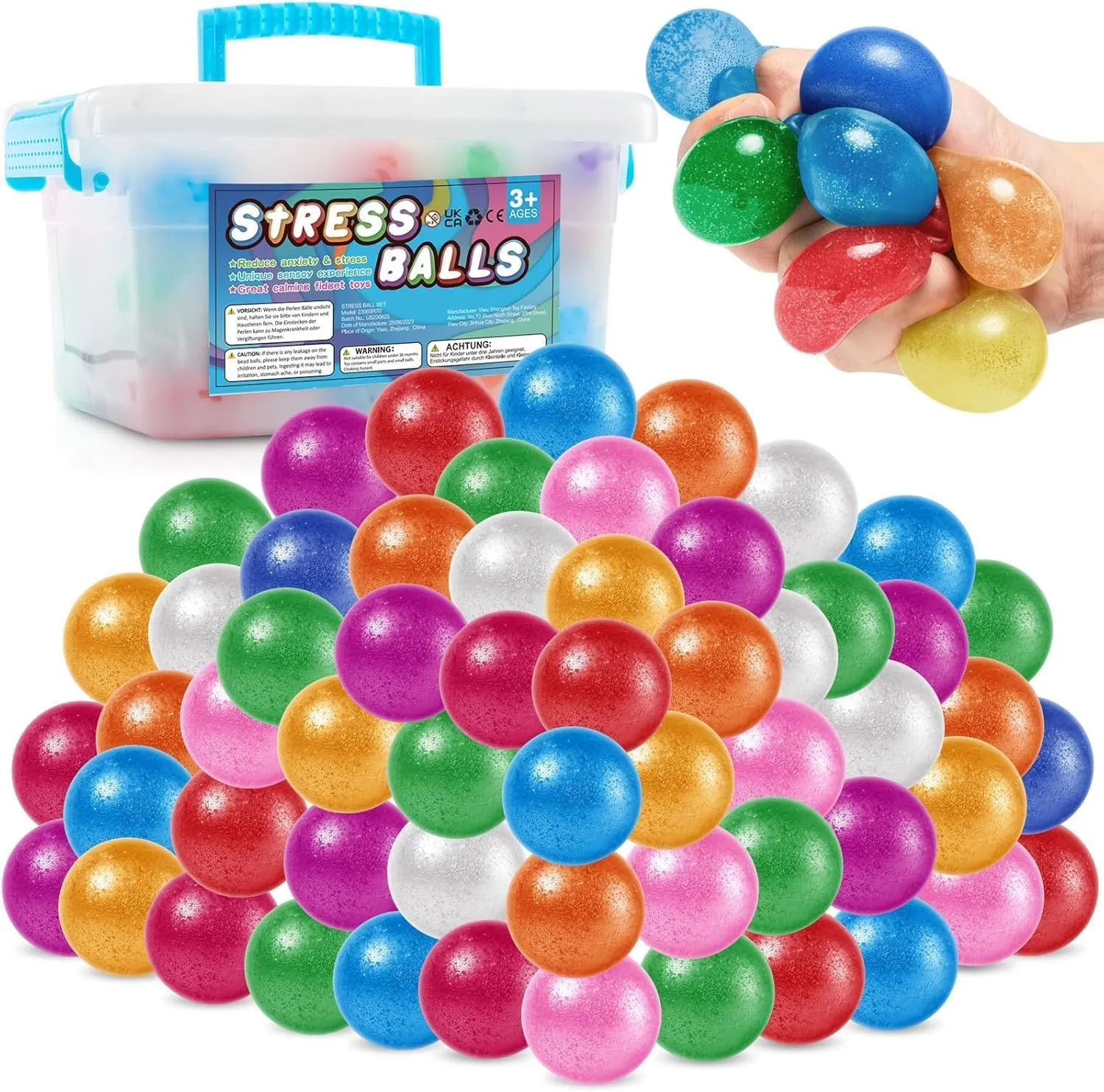 70Pcs Stress Balls-Squishy Stress Balls Bulk-Treasure Box Toys-Fidgets Prizes Bulk-Sensory Balls-Stress Balls for Adults -Classroom Prize-Goodie Bag Stuffers, Sensory Toys for Autistic Autism