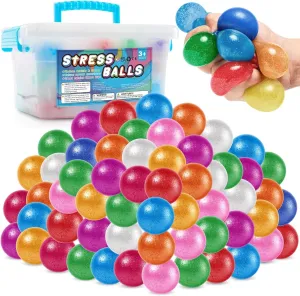 70Pcs Stress Balls-Squishy Stress Balls Bulk-Treasure Box Toys-Fidgets Prizes Bulk-Sensory Balls-Stress Balls for Adults -Classroom Prize-Goodie Bag Stuffers, Sensory Toys for Autistic Autism