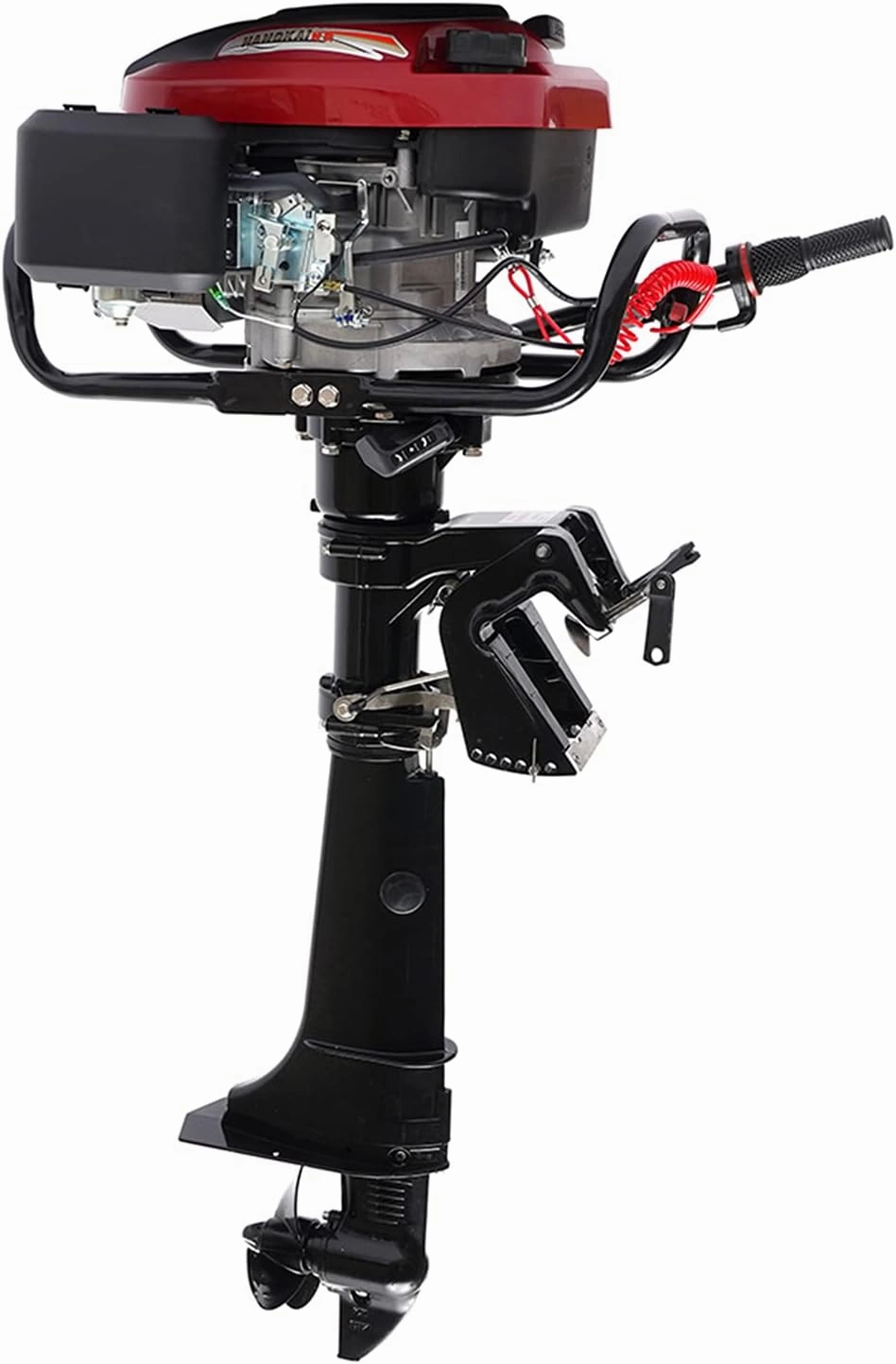 7HP 4 Stroke Outboard Motor, 196CC Gas Powered Boat Engine with TCI Ignition System & Air Cooling, Outboard Boat Motor for Fishing Boats, Dinghies,Inflatable Boats