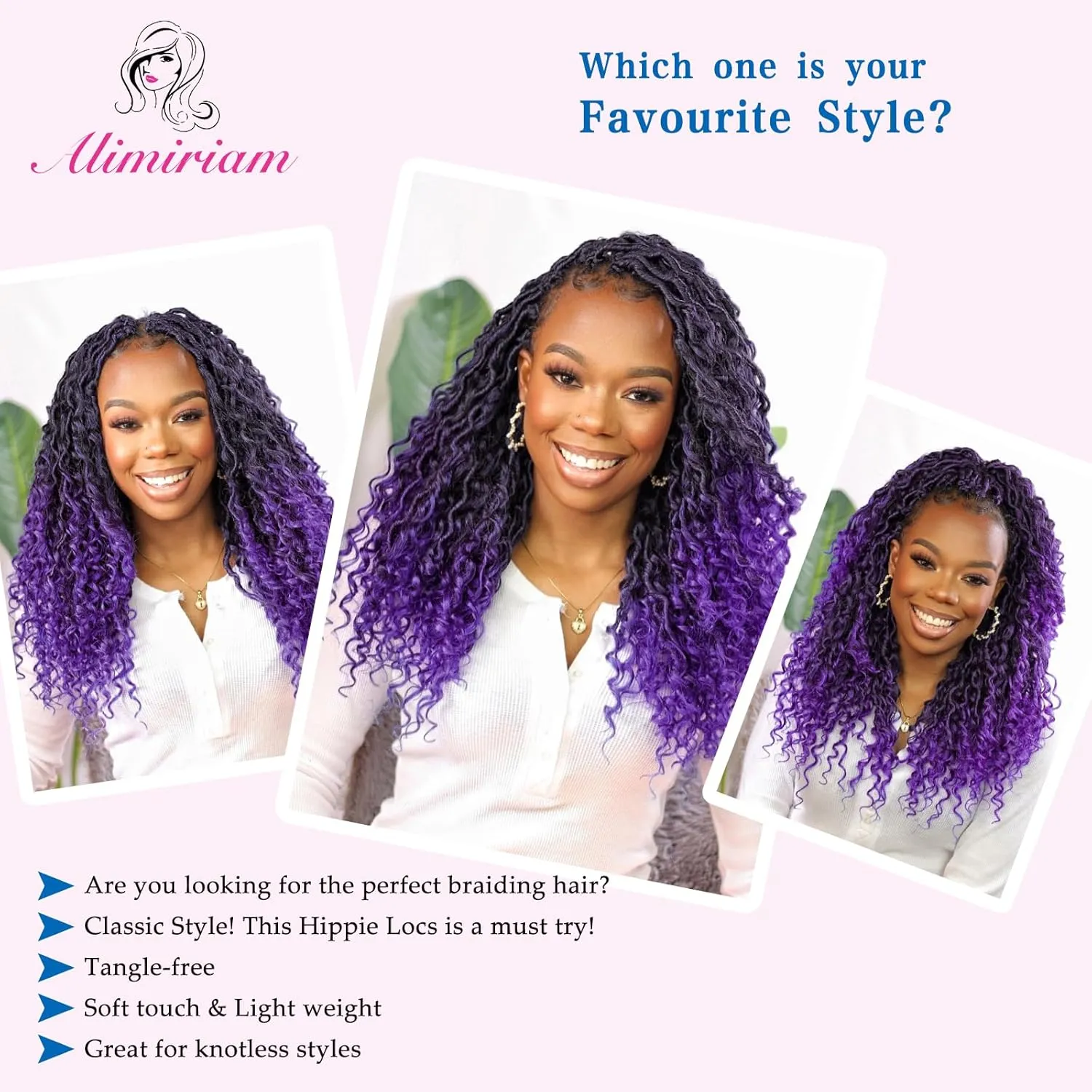 8 Packs Purple Goddess Locs Crochet Hair 18 inch Prelooped River Locs Crochet Hair Boho Faux Locs Crochet with Curly Ends Boho Style Synthetic Hair Extensions(18" 8Packs T1B/purple#)