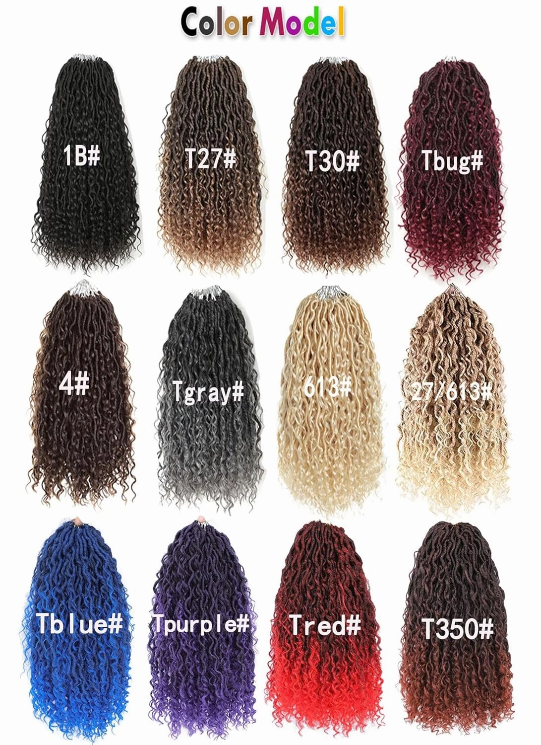 8 Packs New Goddess Locs Crochet Hair 18 Inch Pre-looped River Locs Crochet Hair with Curly Ends Curly Faux locs Braids Hair Boho Style Synthetic Hair Extensions (18" 8Packs T1B/27#)