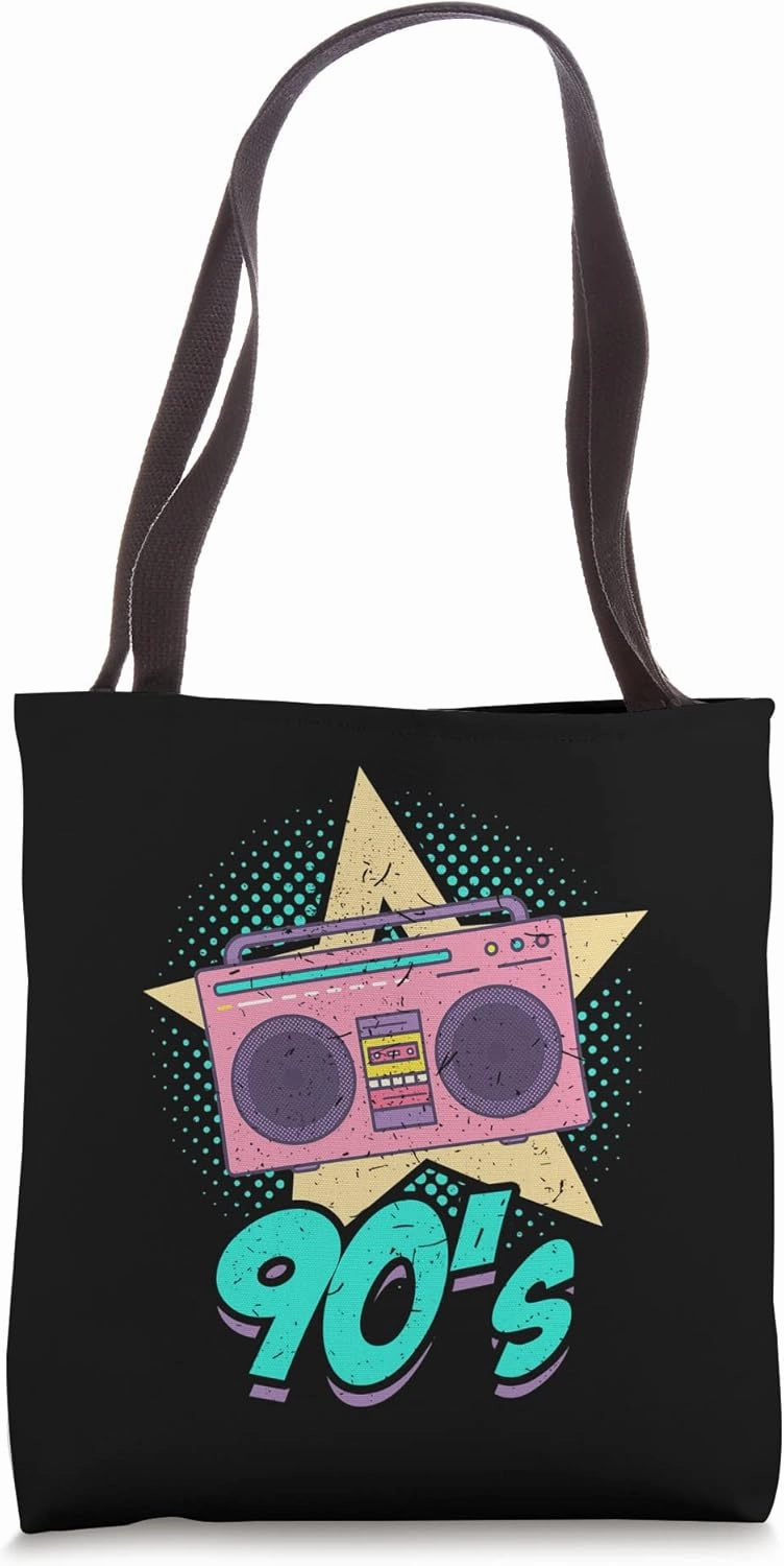 90's retro, electromagnetic, waves, genre Radio Cassette Tote Bag