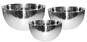92297 Stainless Steel Hammered Bowl Set44; 3 Piece
