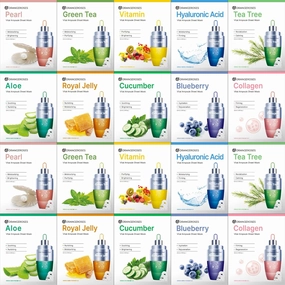 【Orangeroses】 20 Pcs-Combo Vital Ampoule Sheet Mask, Korean Facial Skincare Sheet | Simple & Effective Skincare Routine | Moisturization | Wrinkle Care | Brightening