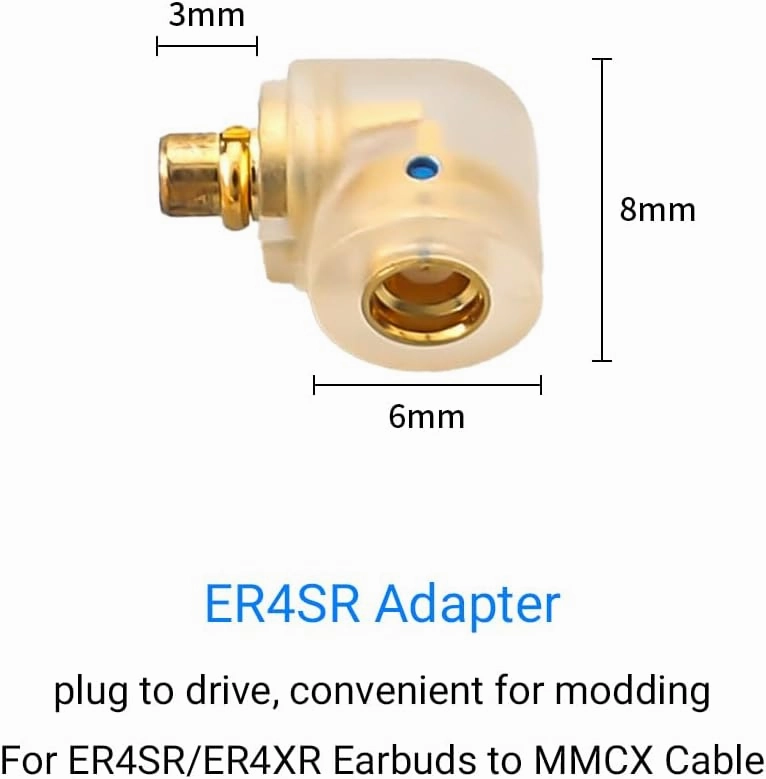 A Pair MMCX Cable Connector Adapter ER4P to MMCX Suitable for MMCX Cable Connected Etymotic ER4SR ER4XR ER3XR ER3SE ER2XR ER2SE Earphone Transparent Etymotic Series Earphone Connector (Transparent)